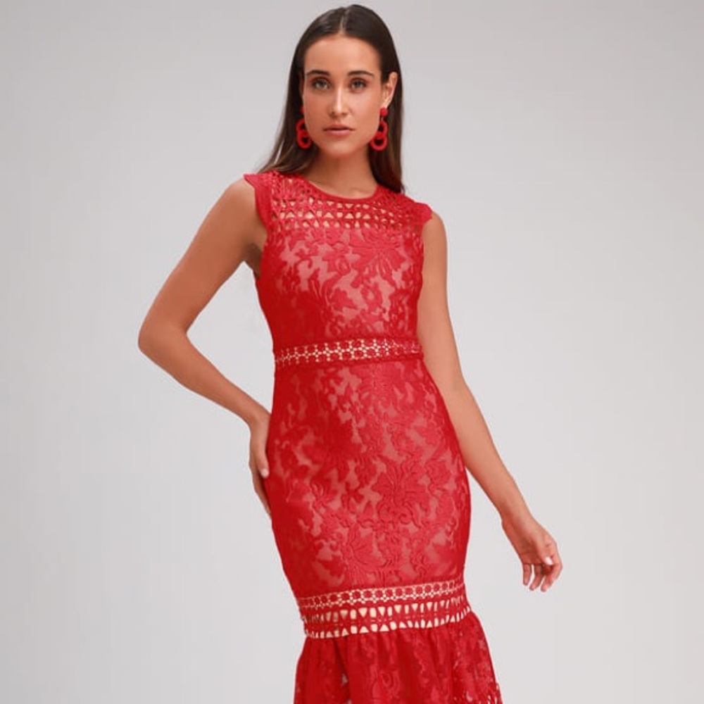 Red knit dress from Lulu’s.